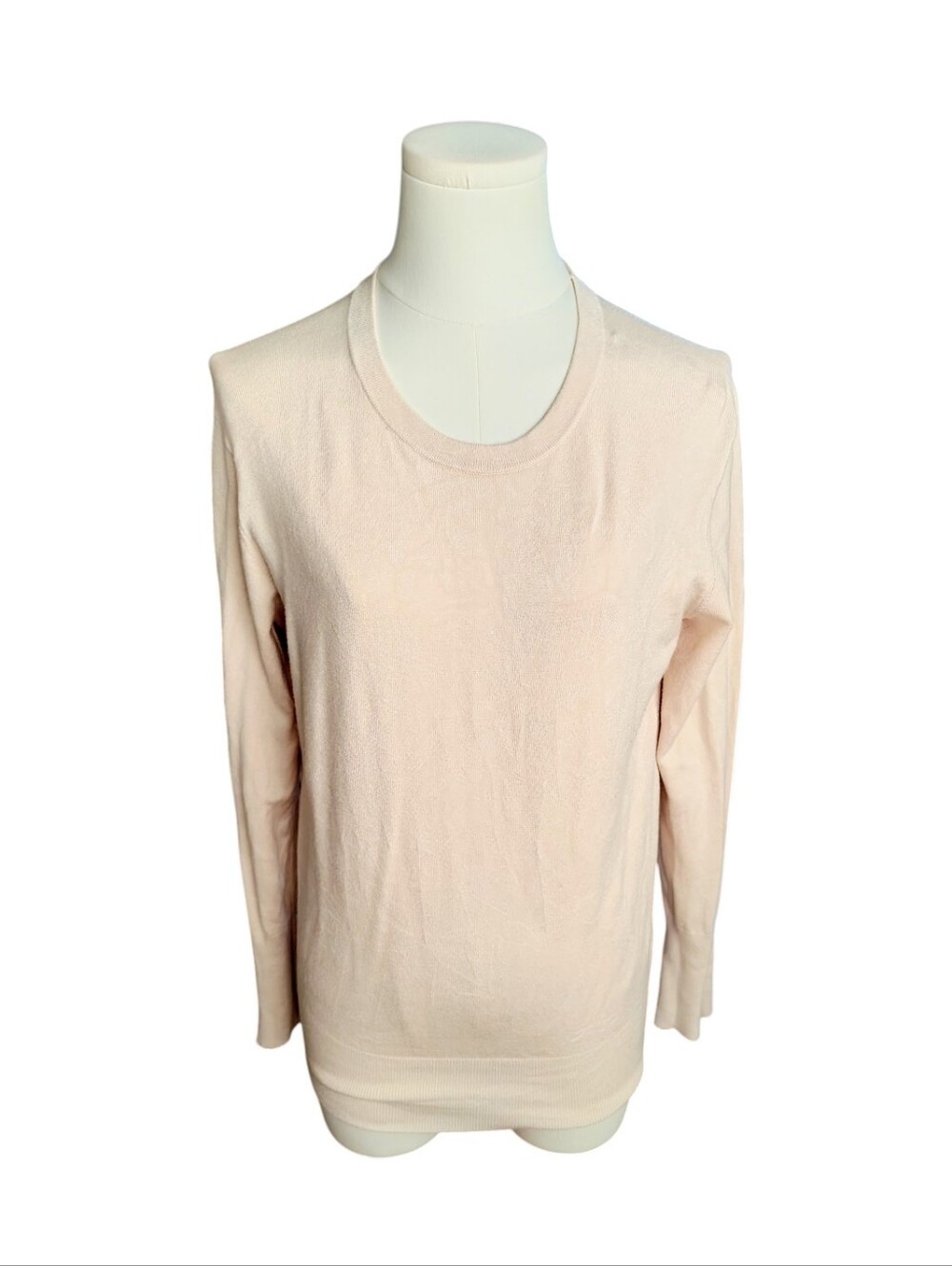 ZARA Oatmeal Cream Super Soft Stretchy Subtle Patterned Scoop Sweater Size Large